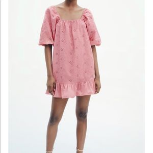 Zara Openwork Embroidered Mini Dress
